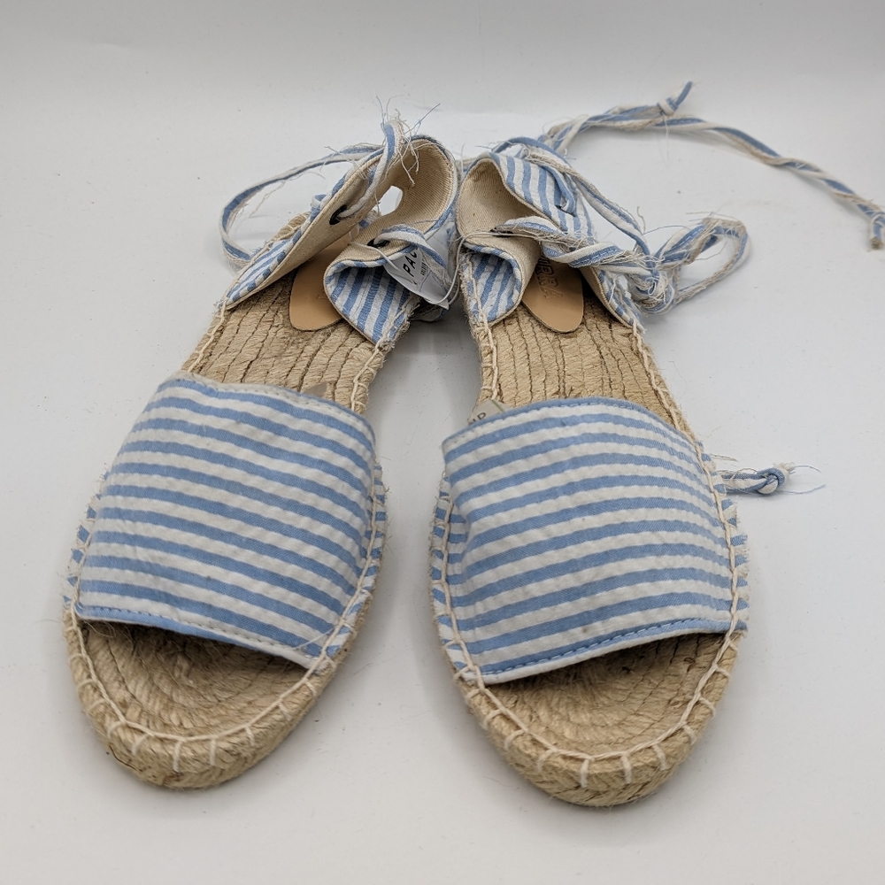 NEW Womens Kirra Pacsun Blue White Stripes Espadrilles Sandal Shoes Size 8